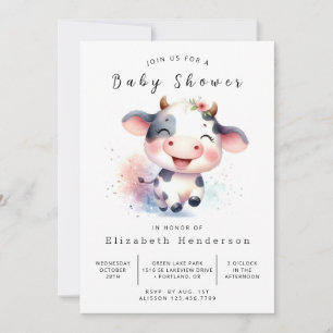 Elegant Whimsical Unique Cow Baby Shower  Invitation