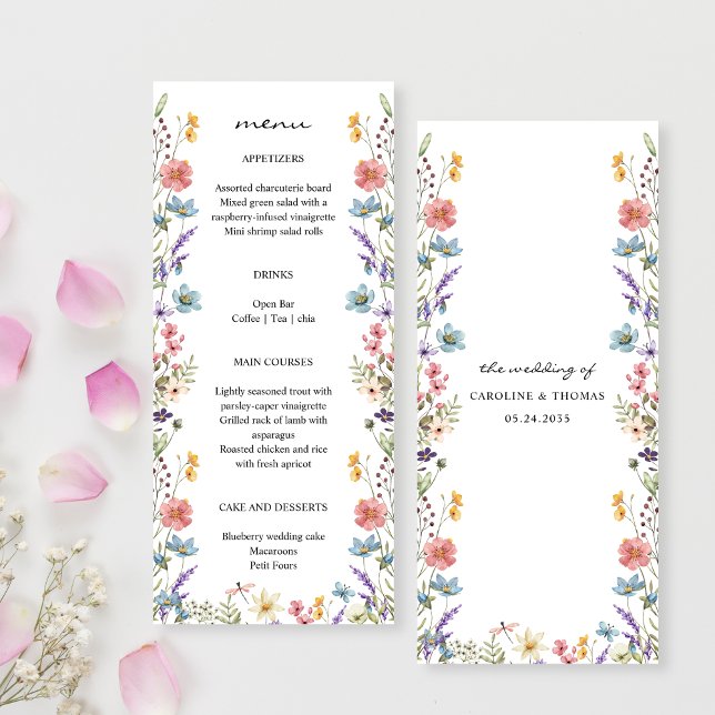 Elegant Whimsical Wildflower Garden Wedding Menu (Creator Uploaded)