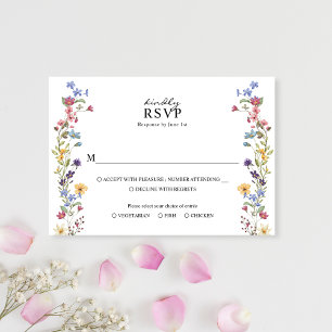 Elegant Whimsical Wildflower Garden Wedding RSVP Card