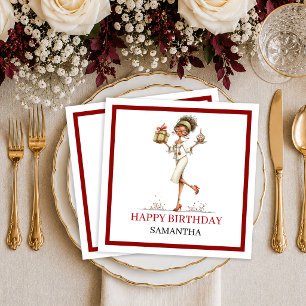 Elegant Whimsical Woman Deep Red Script Napkins