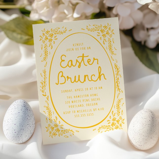 Elegant Whimsical Yellow Easter Brunch Invitation (Creator Uploaded)