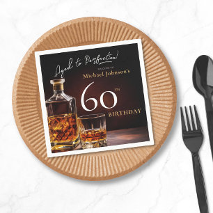 Elegant Whiskey Black Gold 60th Birthday Party Napkin
