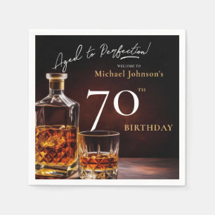 Elegant Whiskey Black Gold 70th Birthday Party Nap Napkin