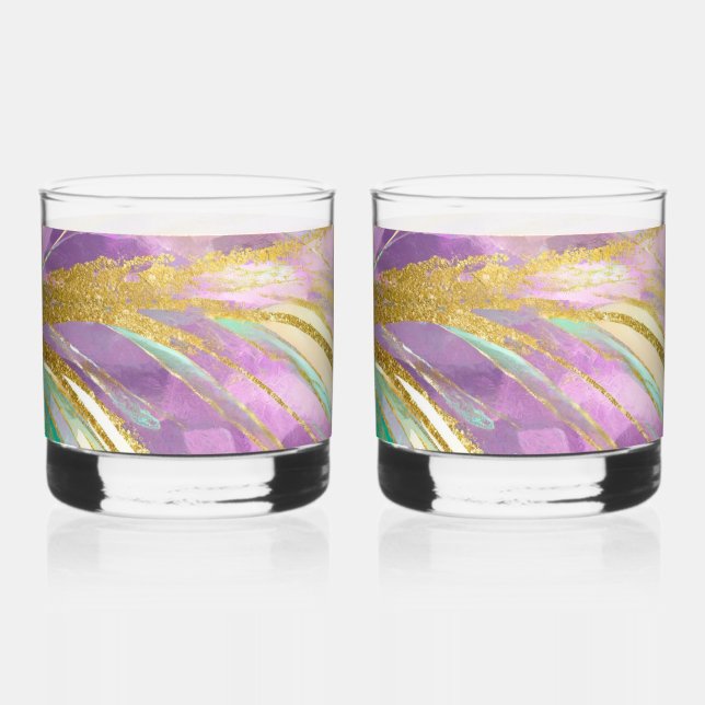 Elegant Whisky Glasses with Metallic Design (Front)