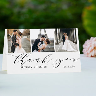 Elegant White 3 Photo Collage Thank You