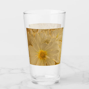 Elegant White Abstract Daisies Glass