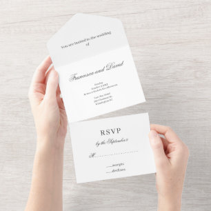 Elegant White Al In One RSVP Invitation