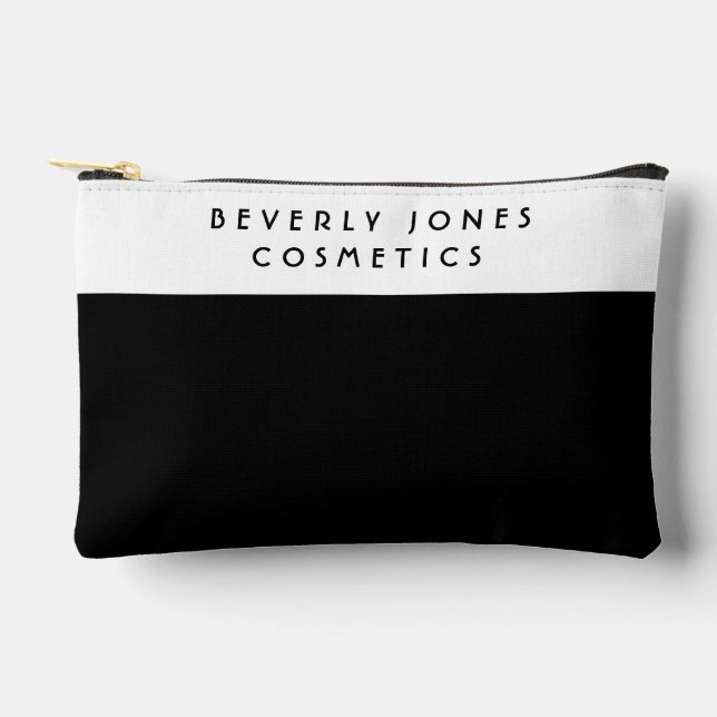 Elegant White and Black Accessory Pouch (Front)
