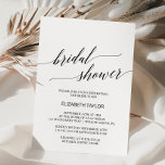 Elegant White and Black Calligraphy Bridal Shower Invitation<br><div class="desc">This elegant white and black calligraphy bridal shower invitation card is perfect for a simple bridal shower. The neutral design features a minimalist card decorated with romantic and whimsical typography.</div>