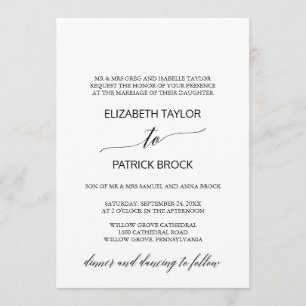 Elegant White and Black Calligraphy Formal Wedding Invitation