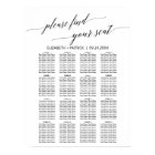 Elegant White and Black Calligraphy Seating Chart