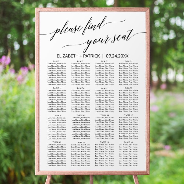 Elegant White and Black Calligraphy Seating Chart (Creator Uploaded)