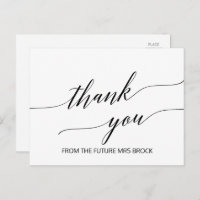 Elegant White and Black Calligraphy Thank You