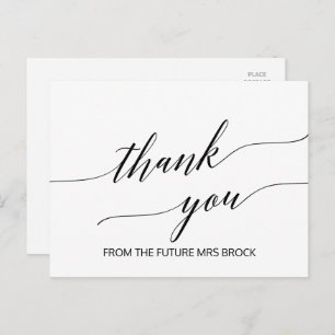 Elegant White and Black Calligraphy Thank You Postcard