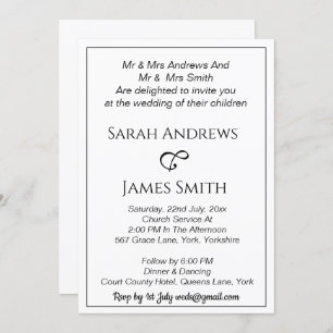 Elegant White and Black Calligraphy Wedding Invitation