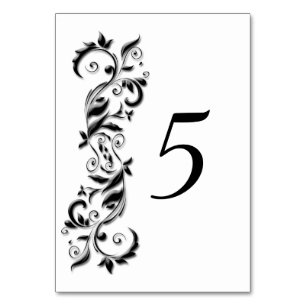 Elegant White and Black Floral - Table Card