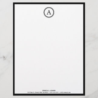 Elegant White and Black Monogram Letterhead