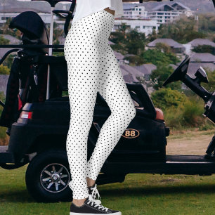 Elegant White And Black Polka Dots Spots Pattern Leggings
