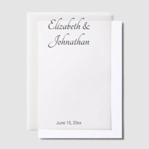 Elegant White and Black Script Names Bride Groom Vellum Invitations
