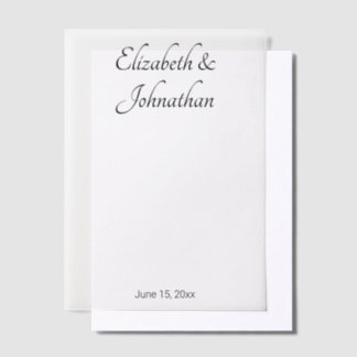 Elegant White and Black Script Names Bride Groom Vellum Invitations
