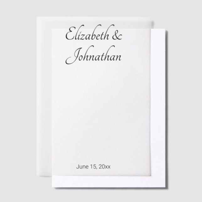 Elegant White and Black Script Names Bride Groom Vellum Invitations (Offset)
