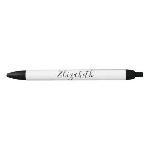 Elegant White and Black Script Text Name Ink Pen