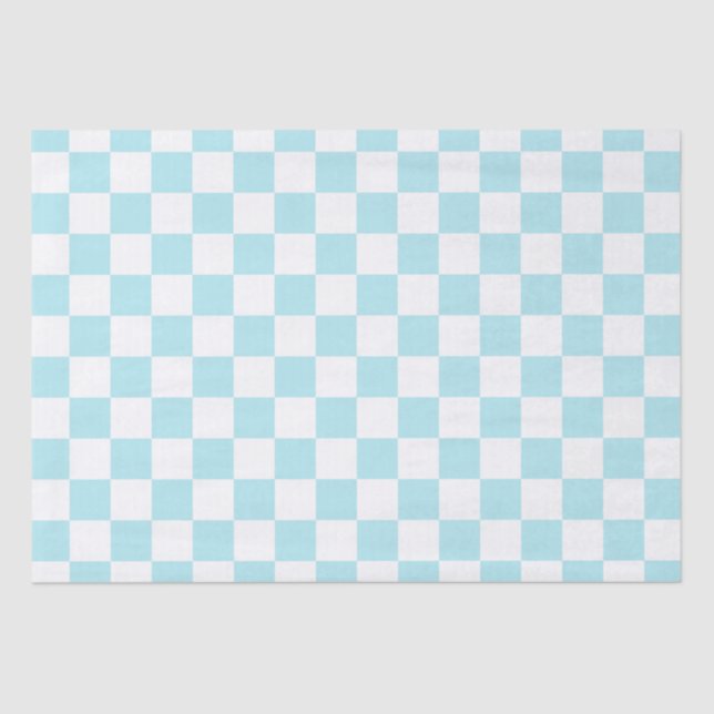 Elegant White and Blue Chequerboard  Tissue Paper (Front)