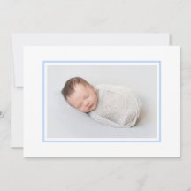 Elegant White and Blue Photo Birth