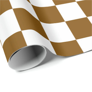 Elegant White and Brown Chequerboard  Wrapping Paper