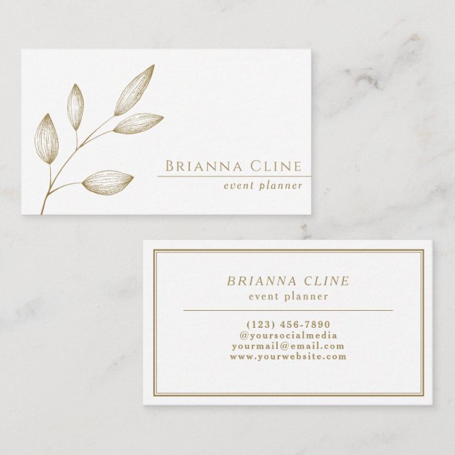 Elegant White and Faux Gold | Modern Minimalist Business Card (Front/Back)