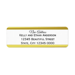 Elegant White and Faux Gold New Address