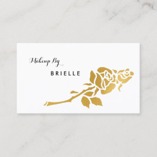 Elegant White and Faux Gold Rose Makeup Artist Business Card