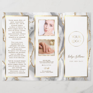 Elegant White and Gold Agate Brochure