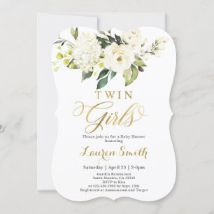 Elegant White and gold Baby Shower Invitation