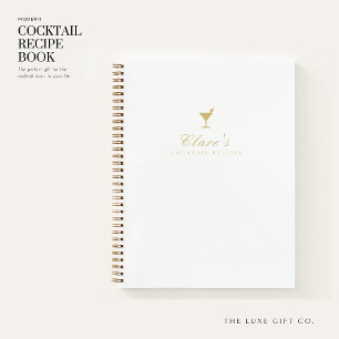 Elegant White and Gold Blank Cocktail Recipe Book