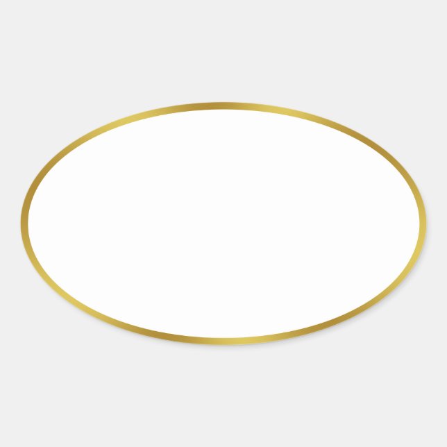 Elegant White and Gold Border Template Oval Sticker (Front)