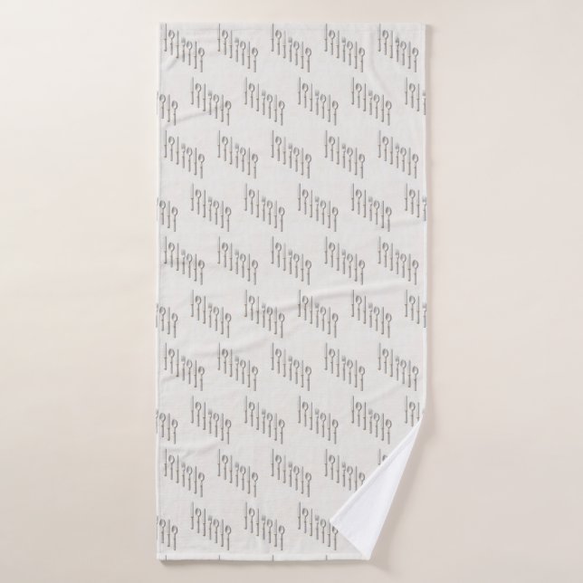 Elegant white and gold cutlery arranged diagonally bath towel (Bath Towel)