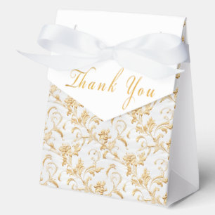 Elegant White and Gold Damask  Favour Box