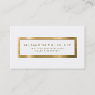 Elegant White and Gold Estate Planning Business Card