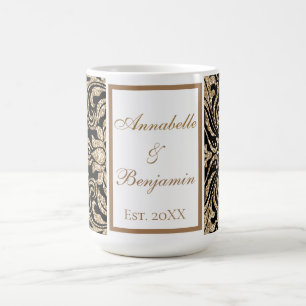 Elegant White and Gold Faux Glitter Wedding Coffee Mug