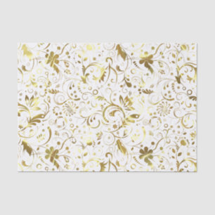 Elegant White And Gold Floral Damasks Tissue Paper