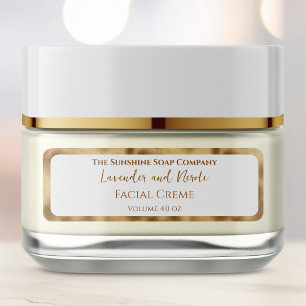 Elegant White and Gold Foil Cosmetics Jar Label