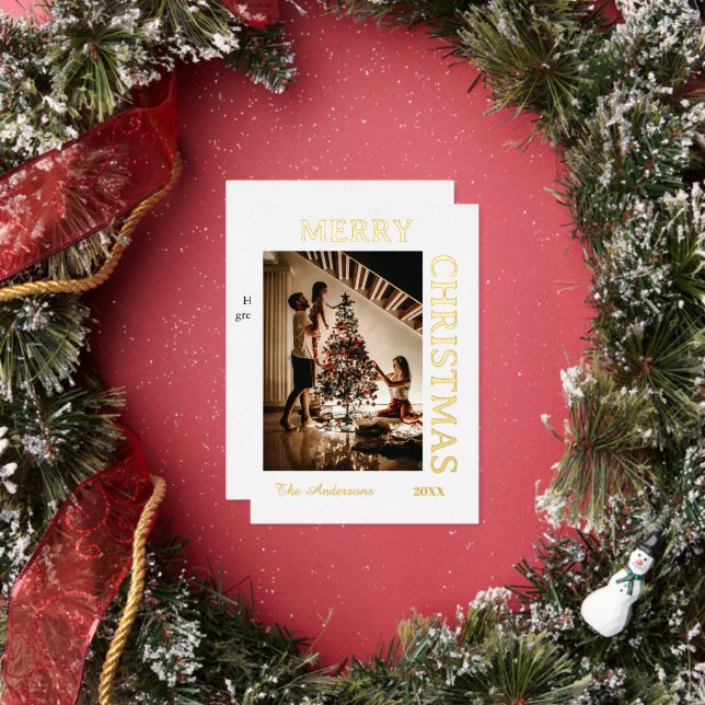  Elegant White and gold  Foil Holiday Card (Insitu)