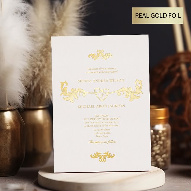 Elegant White and Gold Foil Wedding Invitation (Creator Uploaded)