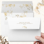 Elegant White and Gold Gilded Detail Wedding<br><div class="desc">Elegant white wedding envelope with exquisite faux foil gilded floral details inside! Design coordinating our "White and Gold Enchanting and Celestial" collection invites. Envelope with elegant return address and named on back top flap with faux gilded element. Design with option to add or erase name(s) and address on top back...</div>
