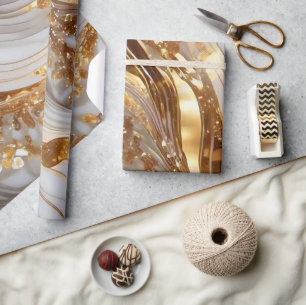 Elegant White and Gold Glitter Marble Pattern Wrapping Paper