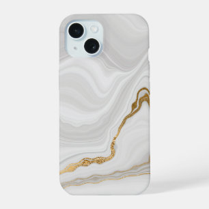 Elegant White And Gold Marble iPhone 15 Case