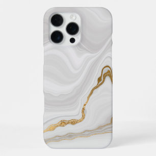 Elegant White And Gold Marble iPhone 16 Pro Max Case