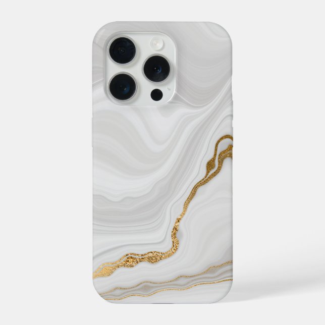 Elegant White And Gold Marble iPhone Case (Back)
