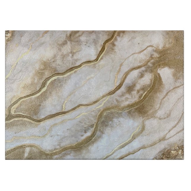 Elegant White and Gold Marble Modern Trendy Cutting Board (Front)